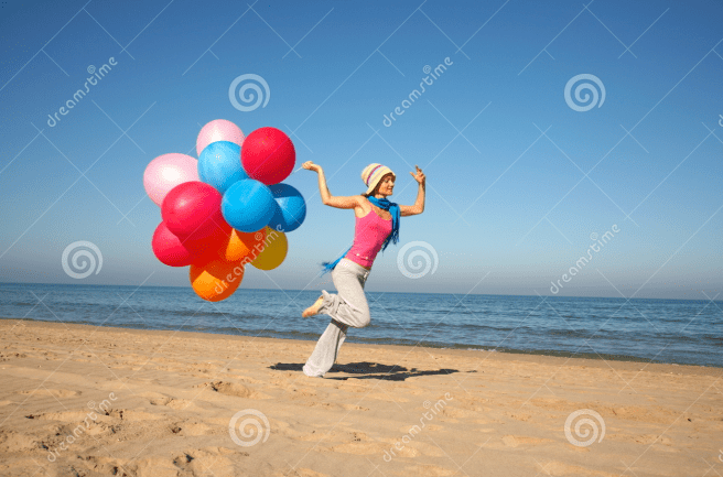 Google image search 'woman running with balloons'. There's an amazing volume of this shit.